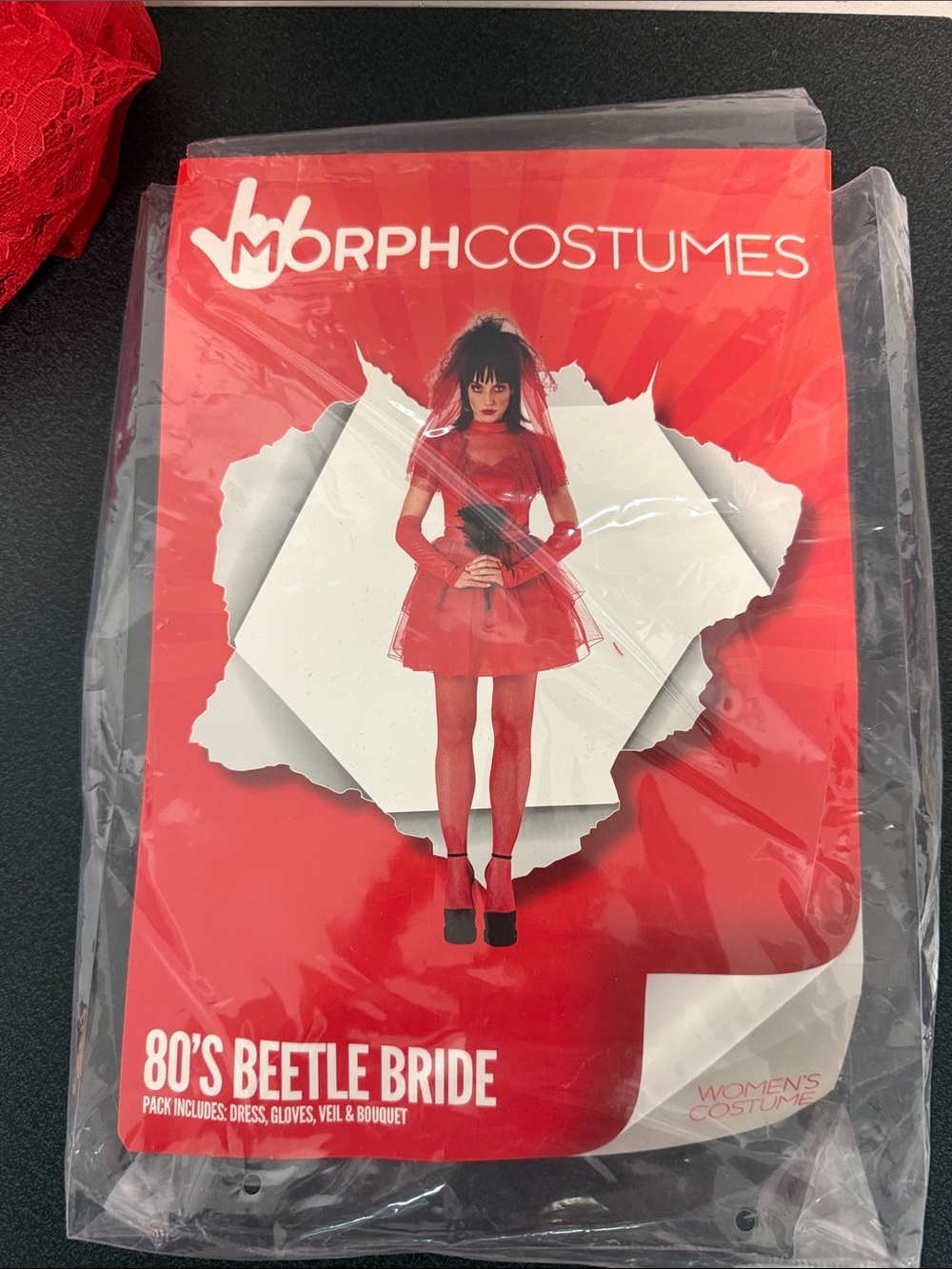 Ladies 80's Beetle Bride Costume - Red